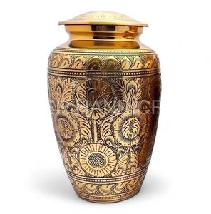 Urna Conmemorativa de Latón Negro con Grabado de Hojas, Estilo Americano/Europeo, para Guardar Cenizas de Adultos - Product Image 5