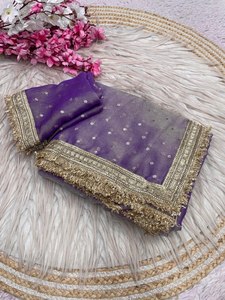 Sari en tissu mousse de créateur, Sari en dentelle royale Jari, Sari Jari Butti en mousse, Sari de cérémonie, Sari ethnique de créateur pour soirée - Product Image 5