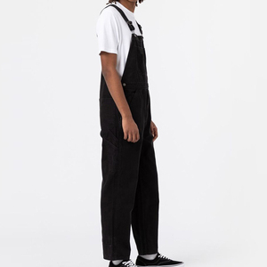 Salopette de travail noire à bretelles réglables, pantalon utilitaire multipoches, vêtements de travail industriels durables pour charpentier, agriculture, construction - Product Image 2