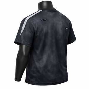 T-shirt en coton noir oversize pour homme, manches courtes, col rond, style streetwear, imprimé lettres vieillies, coupe jersey, pour l'extérieur - Product Image 5