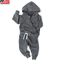 Ensemble de survêtement à capuche pour bébés garçons INDEX, couleur unie, manches longues, en coton, décontracté, pour l'automne, avec pantalon à cordon de serrage