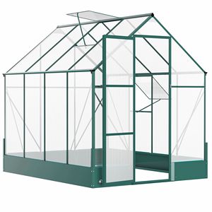 Invernadero de Policarbonato de 6FT X 8FT X 7FT con Control de Temperatura, Invernadero para Aficionados con Estructura de Madera para Jardín/Exterior, Mylar - Product Image 1