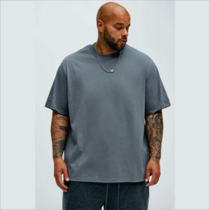 Camiseta de algodón para hombre al por mayor de fábrica, cuello grueso, en stock, con caja blanca sólida, camiseta lisa negra de corte holgado con estampado de letras - Product Image 3