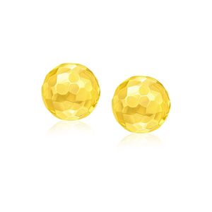 Pendientes de aro de moda de oro amarillo de 14k con estilo facetado redondo, tamaño de 7 mm - Product Image 1