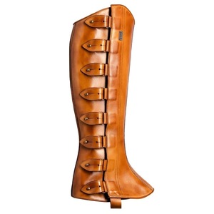 Guêtres d'équitation en cuir personnalisées pour usine, demi-guêtres robustes à fermeture éclair, couvre-bottes en cuir de vachette LHC-0052 - Product Image 2