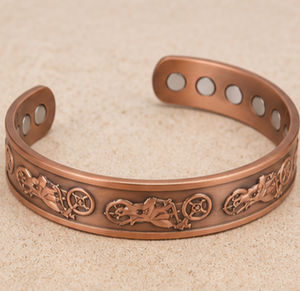 Luxury Embossed Motorbike Magnetic Pure Copper <b>Bangle</b> Metal Jewelry Exquisite Design Promotional Novelty Gift - Product Image 1