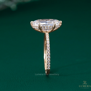 Bague en or avec diamant ovale taillé en escalon de 3,863 carats, cultivé en laboratoire, couleur D E, clarté VVS VS, bijoux fins de qualité supérieure, design sur mesure - Product Image 3