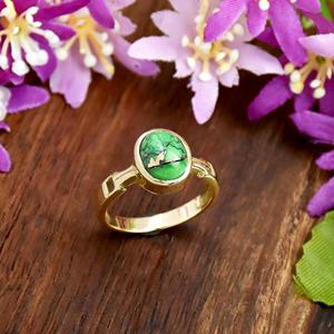 Natural Green Copper Turquoise Gemstone 925 Sterling <b>Silver</b> Eternity Vermeil <b>Boho</b> Jewelry Oval Shape Designer <b>Ring</b> for Women - Product Image 5
