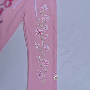 Pantalon large femme Bloom en polaire brodé, anti-plis, respirant, écologique, taille mi-haute avec cordon de serrage, coupe ample - Product Image 6