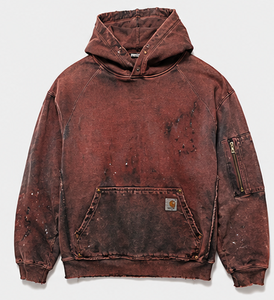 Sweat à capuche vintage délavé et usé, coupe oversize, pour l'hiver, 400+ GSM, en coton et polyester épais, molleton doux, sur mesure - Product Image 1