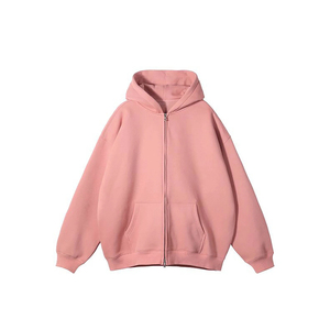 Sudadera con Capucha Oversize Unisex Rosa Sólido de Forro Polar, Informal, Transpirable, 360g, de Algodón Tejido para Invierno - Product Image 1
