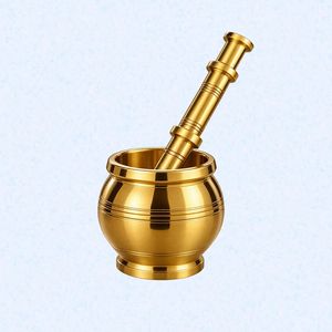 Ensemble mortier et pilon en cuivre pur sculpté à la main, moulin à épices traditionnel pour herbes, fruits secs, usage ayurvédique en cuisine - Product Image 5