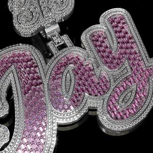 Pendentif Moissanite 925 deux tons personnalisé avec nom, testé au diamant, style Hip Hop, bijoux glacés - Product Image 2