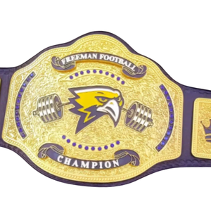 Ceinture de champion de football Freeman - Ceinture de sport violette personnalisable avec détails dorés - Trophée de collection de qualité supérieure - Product Image 2
