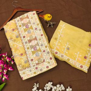 Sari en tissu papillon lourd multicolore brodé Aari avec pierres et blouse de créateur – Prix de gros par Royal Export - Product Image 4
