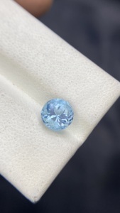 Pierre précieuse naturelle certifiée de 7 mm, couleur aigue-marine de qualité supérieure, taille ronde, avec un bel éclat, pierre brute de 1,33 carat - Product Image 2