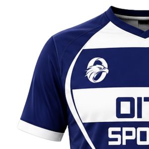 Maillot de rugby bleu roi et blanc pour homme, léger, uniforme d'équipe, manches courtes, vêtements de sport respirants, entraînement, tournoi, match W - Product Image 4