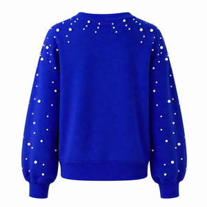 เสื้อสเวตเชิ้ตผ้าฝ้ายปักลายตัวอักษรกรีกประดับมุกสำหรับผู้หญิง Zeta Phi Beta คอกลม แขนยาว สไตล์ลำลอง - Product Image 5