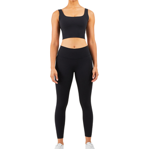 Ensemble de yoga deux pièces pour femme, taille haute, 100 % coton, séchage rapide, extensible, respirant, écologique, avec logo personnalisé, en promotion - Product Image 3