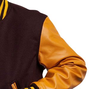 Chaqueta Varsity Unisex con Letras Bordadas, Cuerpo de Lana, Mangas de Cuero, Cierre de Cremallera Frontal, Diseño de Parches, Resistente al Viento, Estilo Bomber, Vintage para Escuela Secundaria - Product Image 6