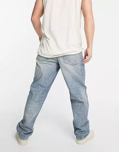 Men's Women's <b>Light</b> Multiple Color Loose Fit Denim Jeans Casual Washed Wide Leg Style Summer Wear Denim Jacket Pant Baggy Styles - Product Image 3