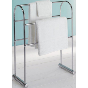 Porte-serviettes pliant en métal brun rustique, support autoportant, organisateur de salle de bain, structure compacte et durable, décoratif - Product Image 4