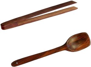 Ensemble d'ustensiles de cuisine en bois artisanal, cuillère de cuisine en bois naturel et pinces de cuisine en bambou, outils de cuisine écologiques pour servir - Product Image 6