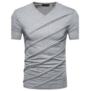 Nouveau T-shirt pour homme élégant en coton 100% de haute qualité, col en V, impression de logo personnalisée, séchage rapide, respirant - Product Image 3