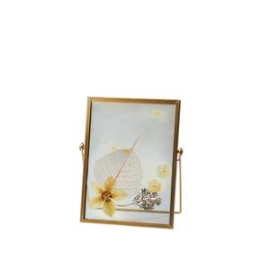 Marco de fotos de doble cristal con marco flotante de metal dorado de la mejor calidad, estilo caballete pequeño para exhibición en mesa, decoración del hogar. - Product Image 1