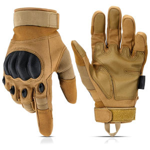 Guantes de Motocicleta de Cuero Vacuno de Alta Calidad, Protección Completa para los Dedos, Color Marrón, para Adultos - Product Image 1