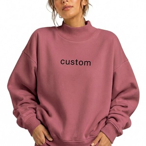 เสื้อสเวตเชิ้ตคอเต่าทรงโอเวอร์ไซส์สำหรับผู้หญิง สีชมพู ผ้าฝ้ายถัก แขนยาว พิมพ์ลายตัวอักษรตามสั่ง เสื้อผ้าสำหรับฤดูใบไม้ร่วง - Product Image 1