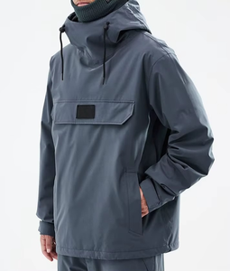 Men's <b>Purple</b> Hooded Waterproof <b>Ski</b> <b>Jacket</b> With Drawstring Closure And Front Pocket - Product Image 3