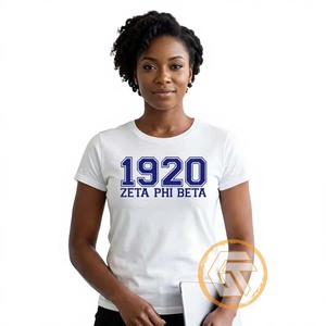 GREEK TREASURES Zeta Phi Beta Camisetas para mujer Ropa de hermandad Informal de alta calidad Transpirable 100% algodón Cuello redondo Manga corta - Product Image 1