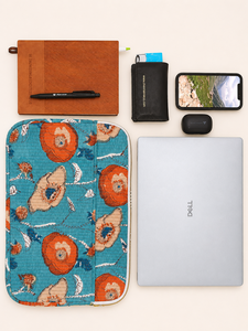 Funda acolchada floral para portátil con cremallera, bolsa protectora para tablet, bolsa de transporte para oficina y viajes, regalo, estampado a mano, 250 gsm - Product Image 2
