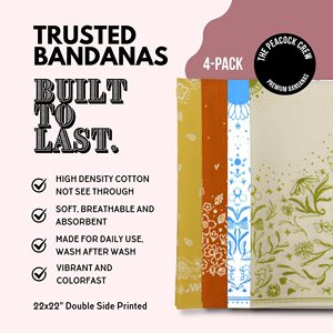 Bandana unisexe multicolore de haute qualité 100% coton, design personnalisé, hip hop, 22x22 pouces, tissu doux et respirant, impression numérique - Product Image 3