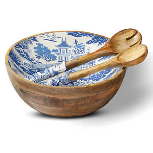 ชามสลัดไม้มะม่วงแกะสลักลายตารางขาวดำ ทำมือ เป็นมิตรกับสิ่งแวดล้อม พิมพ์ลายด้วยมือ สำหรับเสิร์ฟอาหารในครัว - Product Image 4