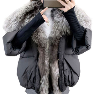 Manteau court en duvet de canard pour femme, style hiver, avec garniture en fourrure de renard, respirant, épais, doudoune matelassée, vente chaude - Product Image 5