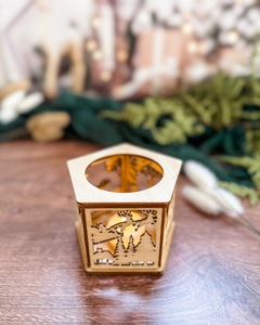Porte-bougies en bois écologiques, support pour bougies chauffe-plat en bois naturel, fait main, rustique, centre de table, décoration intérieure, Noël, religieux - Product Image 4