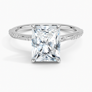 Anillo BOJ 0150 con Corte Radiante, Plata 925, Engaste de Puntas para Alivio de Migrañas, Anillo Solitario con Diamante de 2ct, Color D, VVS1, Moissanita GRA, Precio Bajo - Product Image 1