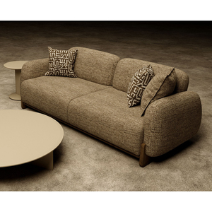 Designer Chesterfield Traditional Velvet Curved Upholstered <b>Sofa</b> Set with Plush Cushions and Wood <b>Legs</b> <b>for</b> Elegant Interiors - Product Image 2