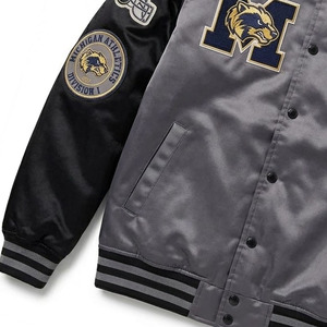 Veste universitaire Michigan Wolverines pour homme, gris et noir, avec logo brodé, design décontracté, vêtements d'automne - Product Image 4