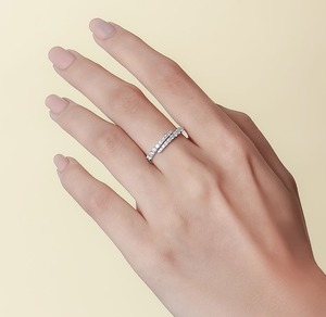 14K <b>White</b> Gold 0.62 CTW Round Lab Grown Diamond Crossover <b>Wrap</b> Ring for Women Double Row Open Diamond Fashion Ring - Product Image 3