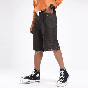 Shorts en jean skinny pour hommes, style hip-hop, taille mi-haute, avec boutons et poches |   100% Coton Respirant Écologique High Street - Product Image 4