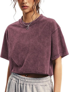 Custom Womens Acid Wash <b>Cropped</b> Oversized Tank <b>Tops</b> Anti-Shrink Silk Screen Printed Vintage Washed Cotton Gym Fitness Casual - Product Image 3