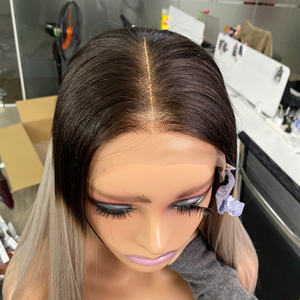 Perruque en cheveux humains vietnamiens bruts, qualité supérieure, super double trame, prix de gros, ombré gris argenté, lisse et raide - Product Image 3