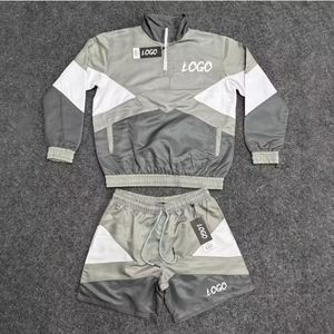 Summer Custom Two-Piece Men's Windbreaker <b>Jacket</b> and Shorts Set Quick Dry - Product Image 1