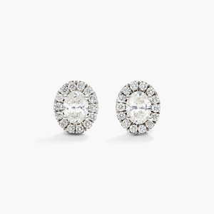Boucles d'oreilles clous de luxe en moissanite, taille ovale, en argent 925, serties halo, bijoux fins pour femme, cadeau élégant et tendance - Product Image 1