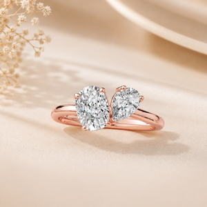 MAHANT GEMS Toi Et Moi Bague de luxe pour femme en or 10K avec diamant de laboratoire taille poire coussin, certifiée IGI, vente en gros OEM, bijoux fins - Product Image 3