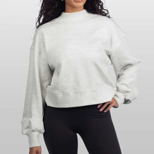 Sudadera de invierno oversize personalizada para mujer con cuello simulado, logo frontal, forro polar de algodón premium, manga larga, estilo casual, venta al por mayor - Product Image 6