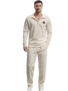 Ensemble de survêtement unisexe moderne de qualité supérieure, respirant, 2 pièces, avec polo à manches longues et pantalon de jogging, pour un style décontracté et confortable. - Product Image 2